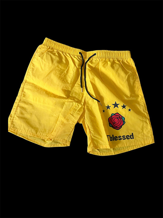 Große, rosafarbene Unisex-Shorts in Gelb