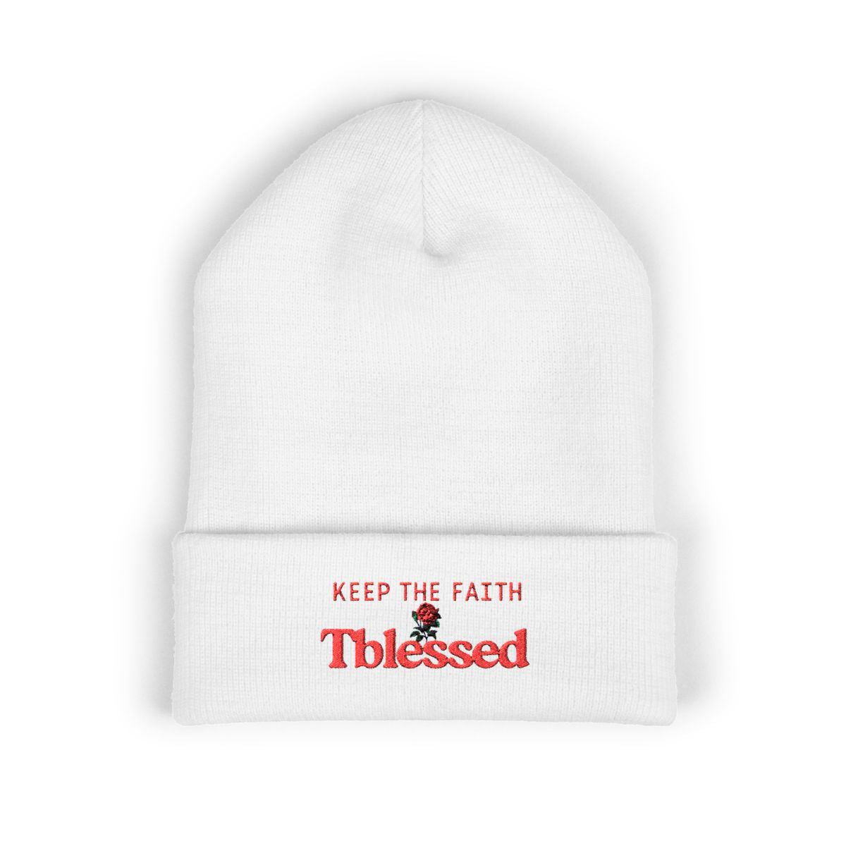 Keep the Faith Beanie Embroidered Rose