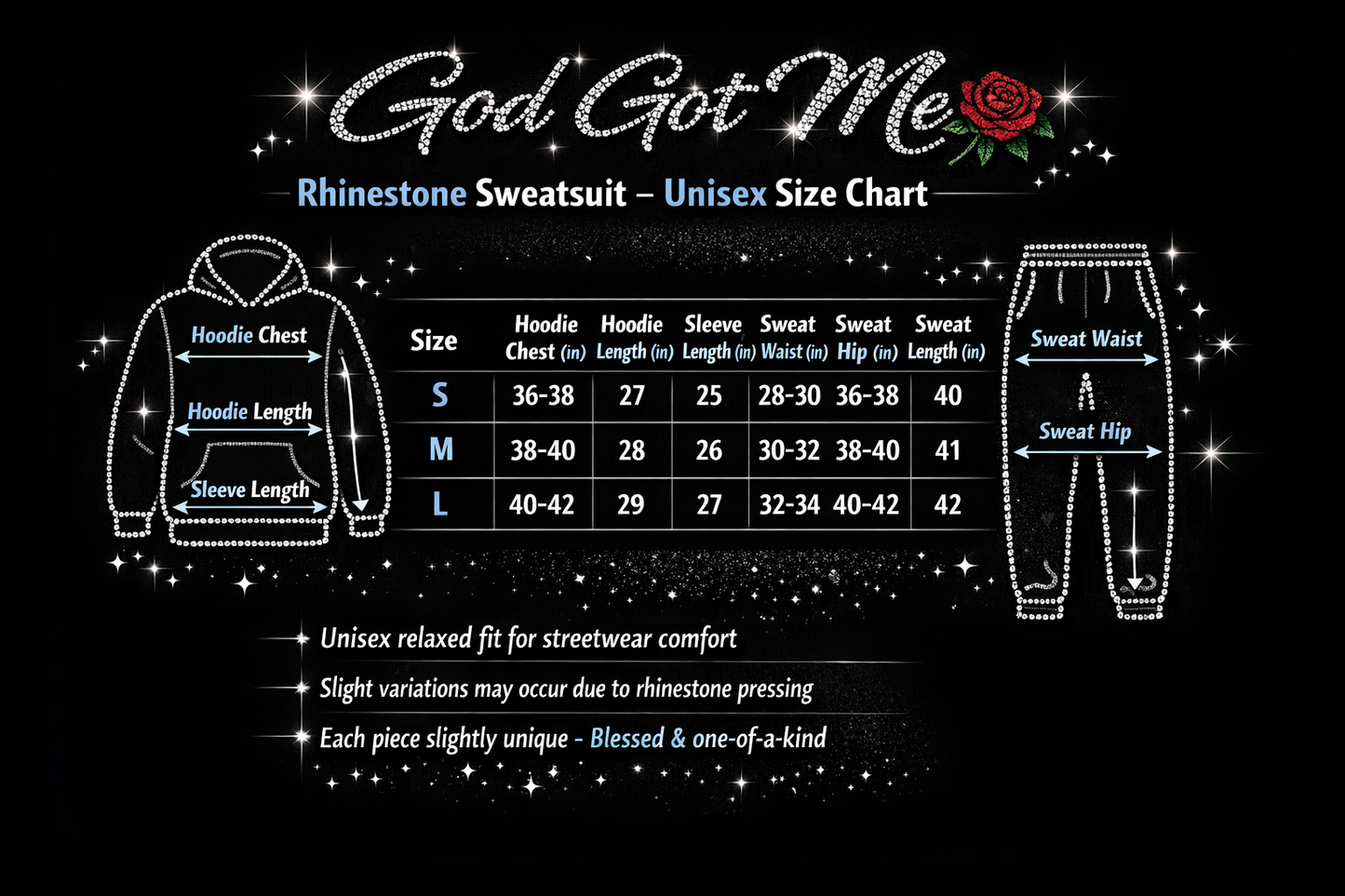 Rhinestone Unisex God got me sweats
