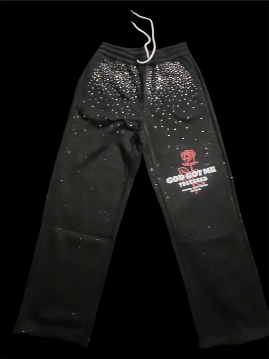 God Got Me Rhinestone Hoodie + Sweats Unisex Set