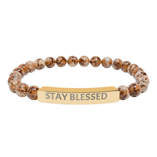 STAY BLESSED Bead Bracelet Minimal Faith Streetwear Stainless Steel Jewelry