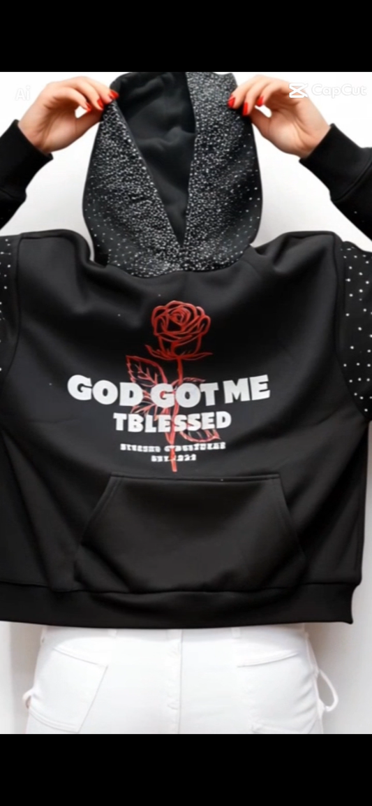 Rhinestone God got me unisex exclusive hoodie