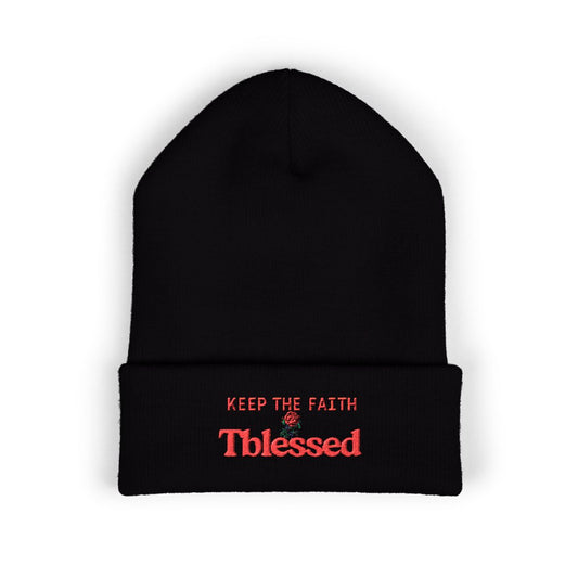 Keep the Faith Beanie Embroidered Rose