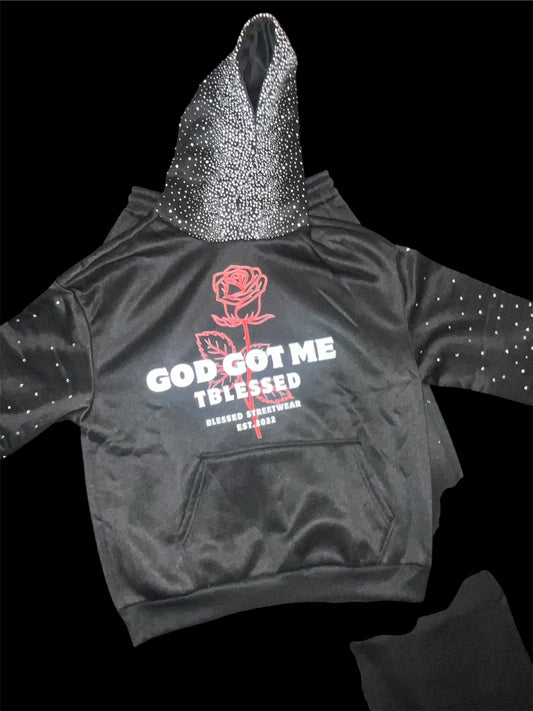 Rhinestone God got me unisex exclusive hoodie