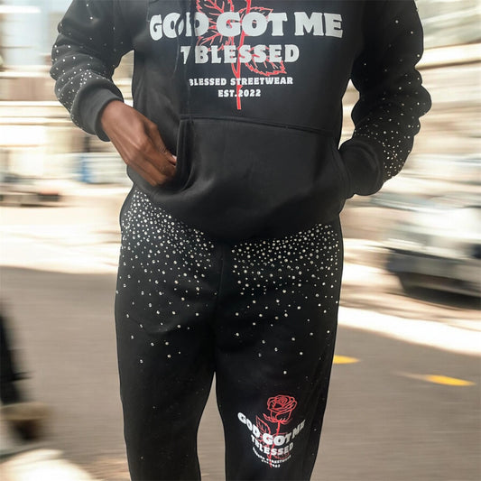 Rhinestone Unisex God got me sweats
